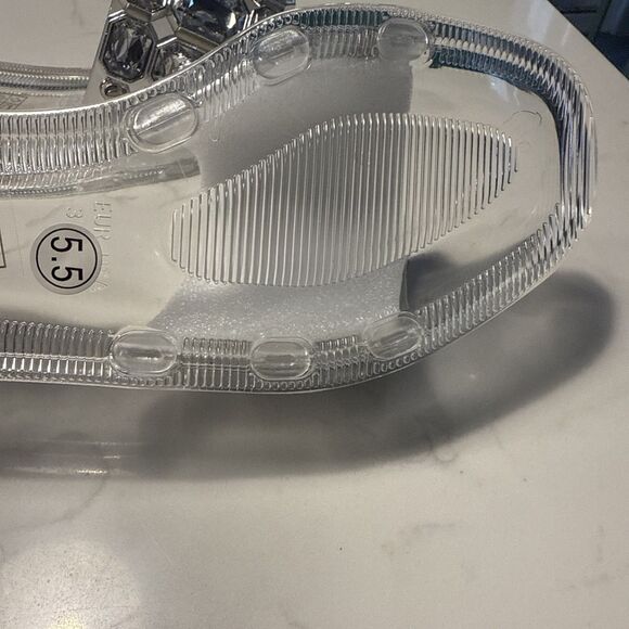 Lauren Lorraine Jade Clear stone Jewel Slide Sandals Size 5.5 - Picture 7 of 7